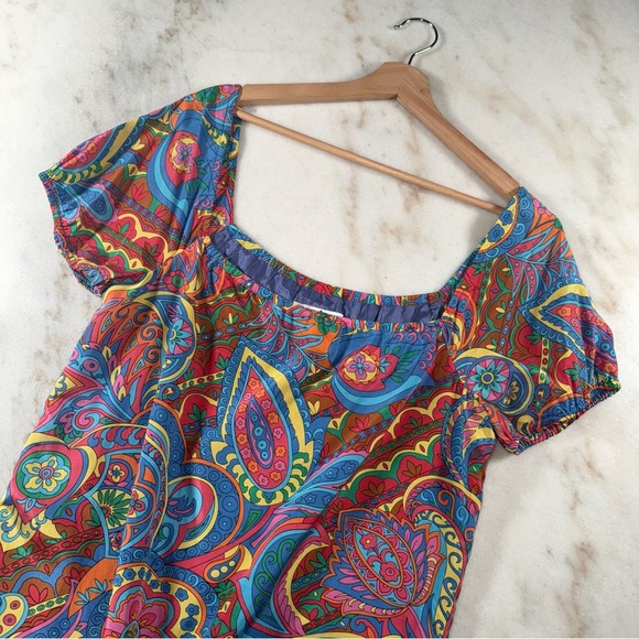Tibi Dresses & Skirts - Vintage Tibi New York Silk Paisley Scoop Neck Mini Dress Womens Size 4 EUC